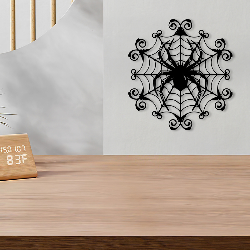 Spider Web Halloween Decoration - 1 Vintage-Spinnennetz-Wanddekoration aus Metall, Eisenkunst-Halloween-Dekoration