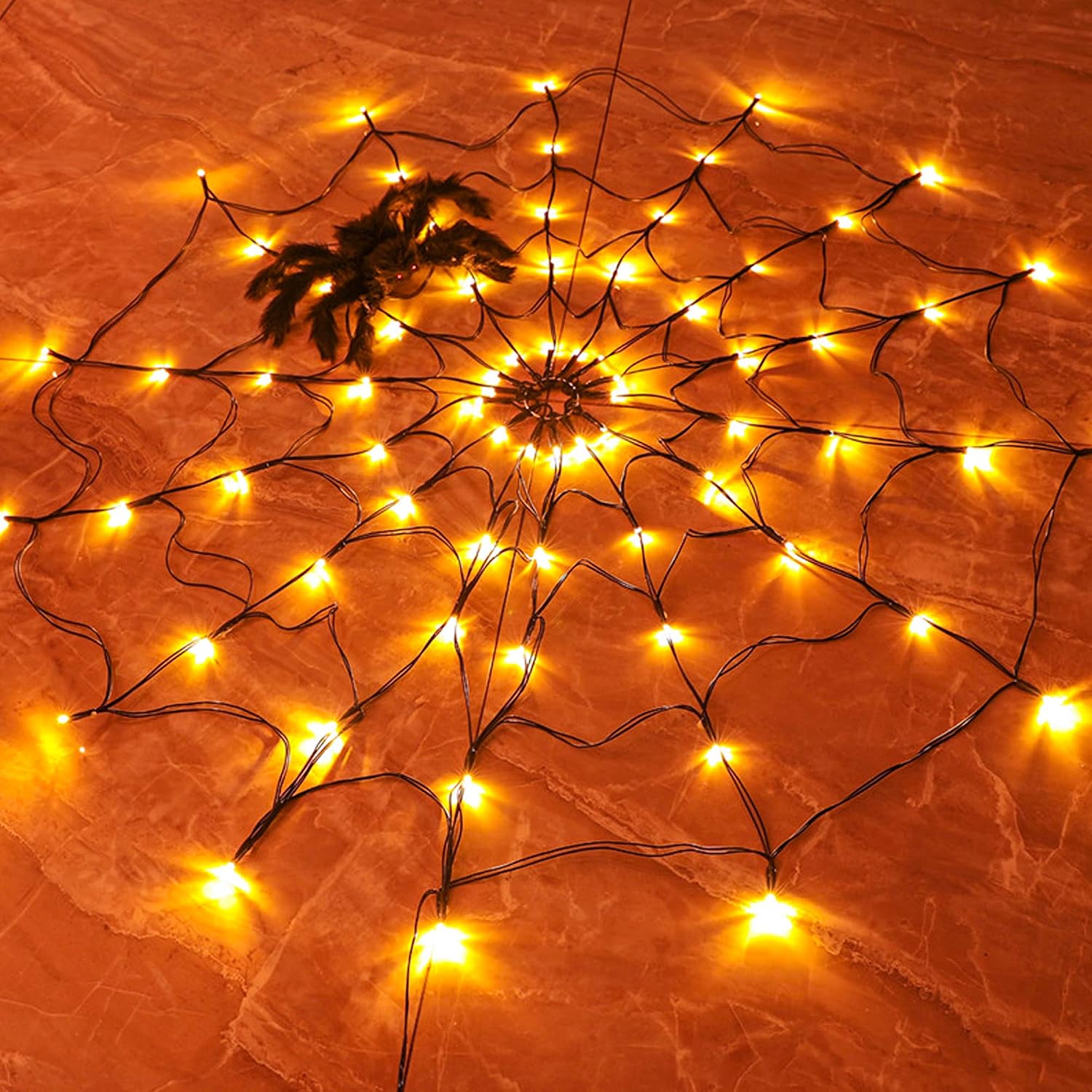 Halloween Led String Lights Orange - 1-4 Stück Halloween Spinnennetz LED-Lichterkette Orange