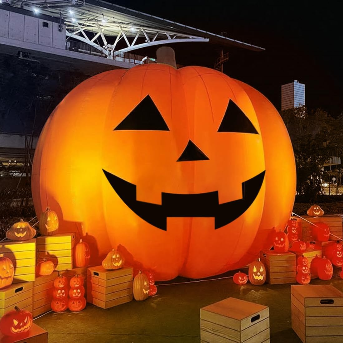 Halloween Pumpkin Decor Led - Riesige 10-Fuß-Halloween-Kürbis-Dekorationen, wasserdicht, mit Luftgebläse und