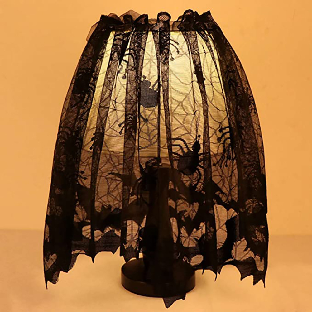 Spider Web Halloween Decoration - Halloween Schwarze Spitze Spinnennetz-Dekoration Mehrzweck-Lampenschirm-Tischdecke für