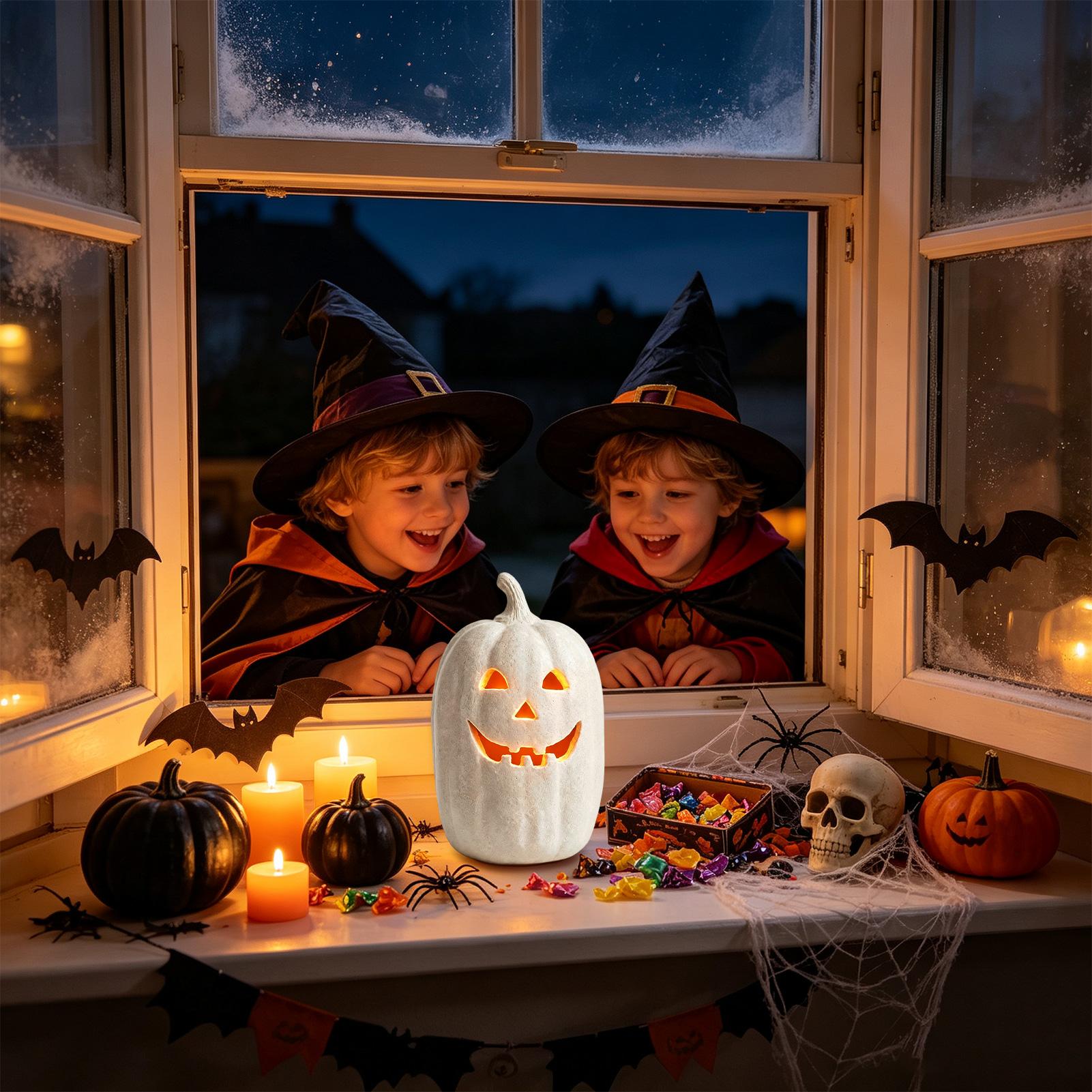 Pumpkin Lantern Halloween - Halloween-Kürbis-Deko aus Kunstharz, handgefertigte Kürbislaterne, Halloween-Heimdekoration