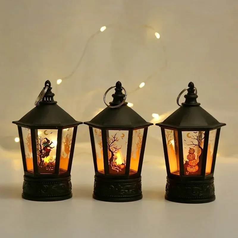 Halloween Pumpkin Decor Led - Halloween-Dekorationen LED-Kerzenlicht Vintage Hexen-Schloss Kürbis-Geist Hängende