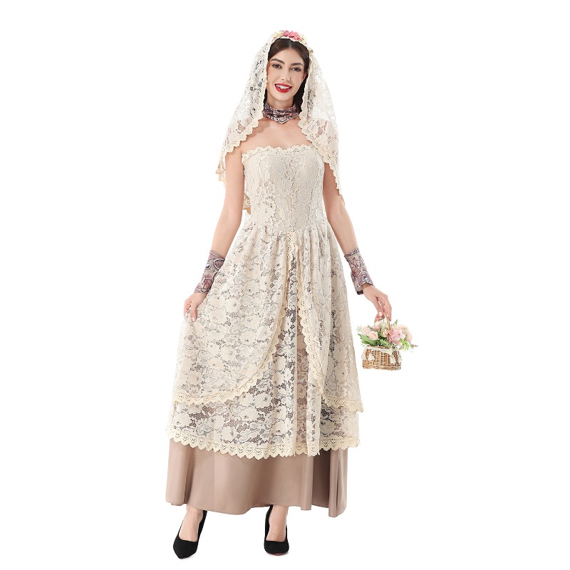 Vintage-Spitzen-Maxikleid für  – Halloween Costume Adult Bewertung und Preis