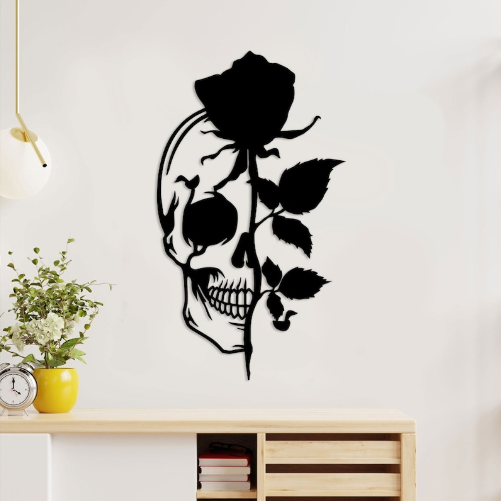 Totenkopf mit Rose Metall-Wand – Halloween Skeleton Decoration Bewertung und Preis