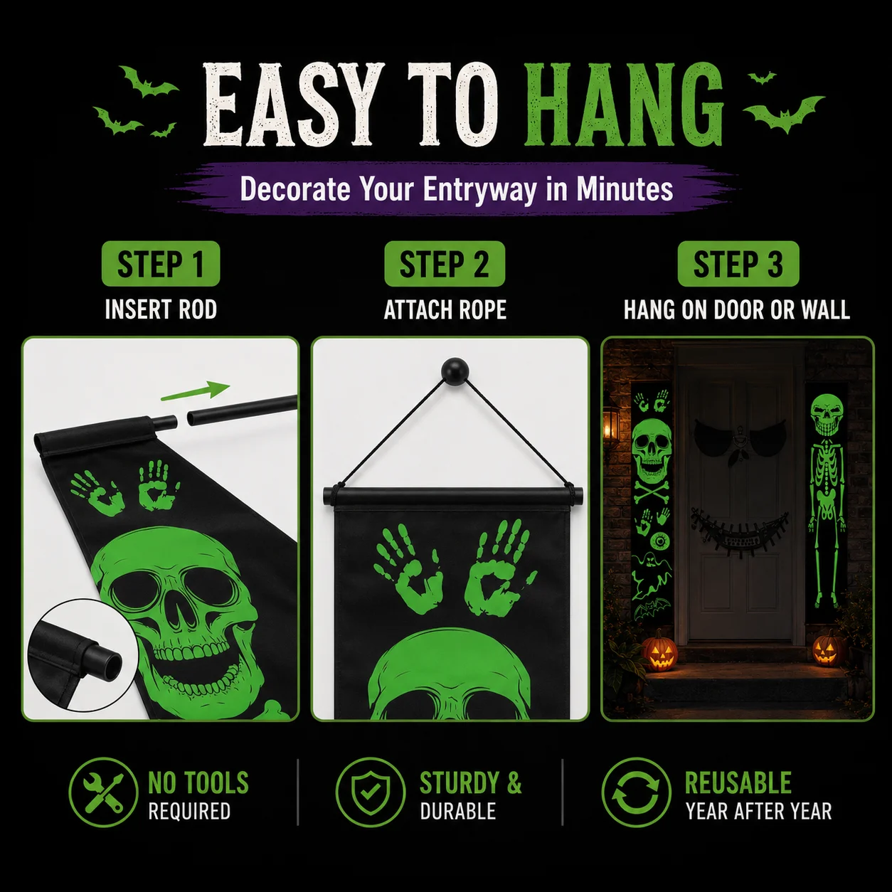 2 Stück Halloween-Gartenbanner – Halloween Skeleton Decoration Bewertung und Preis